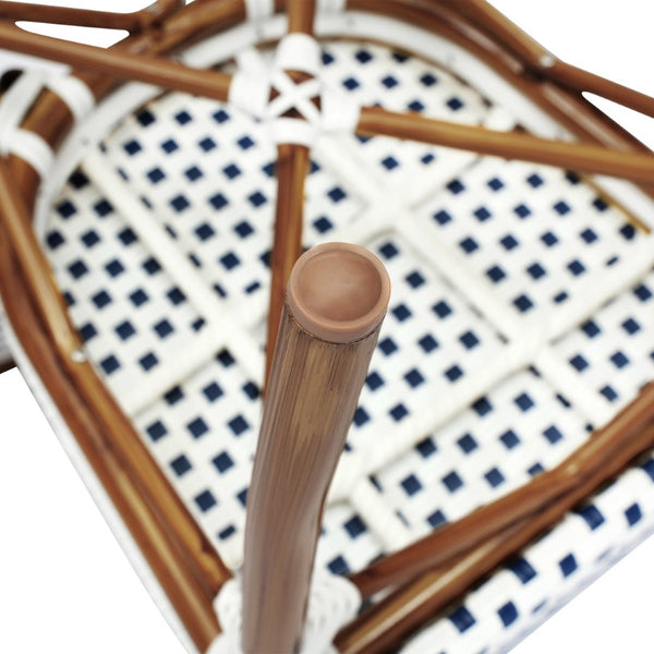 English Elm 2 Pack Lourdes Indoor/Outdoor Bistro Chairs - Stylish, Durable, and Perfect for Any Setting! White & Navy/Natural Frame 2-SDA-AD642002S-WHNVY-NAT-GG