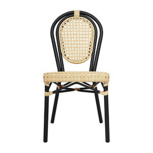 English Elm 2 Pack Cannes Bistro Stacking Chairs – Elegant Indoor/Outdoor Seating for Cafés, Hotels, and Patios Natural/Black Frame 2-SDA-AD642110-1-NAT-BK-GG