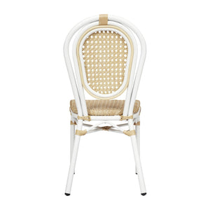 English Elm 2 Pack Cannes Bistro Stacking Chairs – Elegant Indoor/Outdoor Seating for Cafés, Hotels, and Patios Natural/White Frame 2-SDA-AD642110-1-NAT-WH-GG