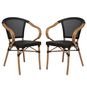 English Elm 2 Pack Marseille Bistro Chairs for Indoor/Outdoor Dining - Stylish, Durable, and Space-Saving Design Black/Natural Frame 2-SDA-ADS642108-BK-NAT-GG
