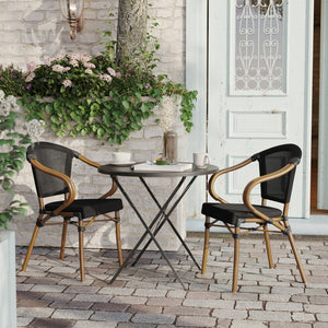 English Elm 2 Pack Marseille Bistro Chairs for Indoor/Outdoor Dining - Stylish, Durable, and Space-Saving Design Black/Natural Frame 2-SDA-ADS642108-BK-NAT-GG