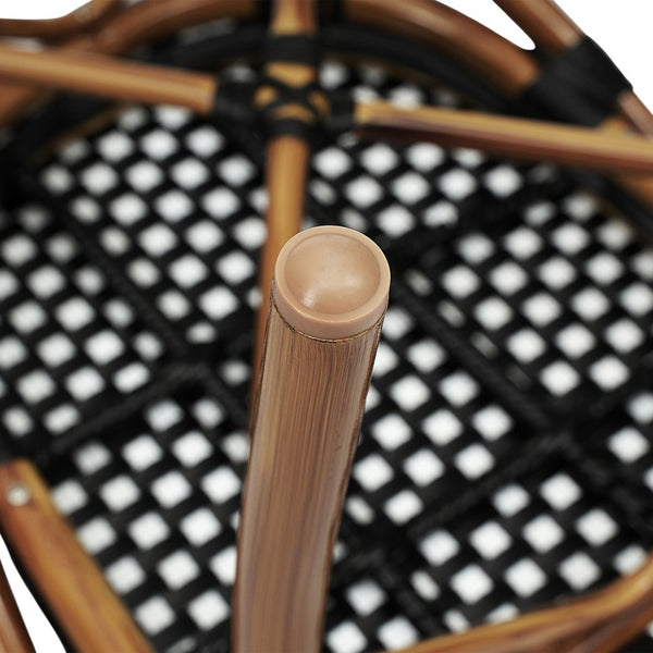 English Elm 2 Pack Bordeaux Bistro Chairs - Commercial-Grade Stylish Seating for Indoor/Outdoor Dining Spaces Black & White/Natural Frame 2-SDA-ADS642142-BKWH-NAT-GG