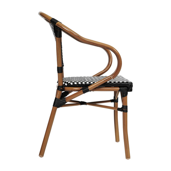 English Elm 2 Pack Bordeaux Bistro Chairs - Commercial-Grade Stylish Seating for Indoor/Outdoor Dining Spaces Black & White/Natural Frame 2-SDA-ADS642142-BKWH-NAT-GG