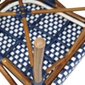 English Elm 2 Pack Bordeaux Bistro Chairs - Commercial-Grade Stylish Seating for Indoor/Outdoor Dining Spaces Navy & White/Natural Frame 2-SDA-ADS642142-NVYWH-NAT-GG