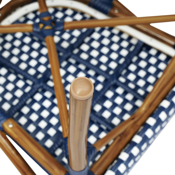 English Elm 2 Pack Bordeaux Bistro Chairs - Commercial-Grade Stylish Seating for Indoor/Outdoor Dining Spaces Navy & White/Natural Frame 2-SDA-ADS642142-NVYWH-NAT-GG