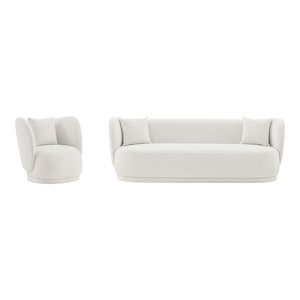 Manhattan Comfort Siri Modern Sofa and Accent Chair- Set of 2 Cream 2-SFAC5710-CR