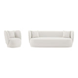 Manhattan Comfort Siri Modern Sofa and Accent Chair- Set of 2 Cream 2-SFAC5710-CR