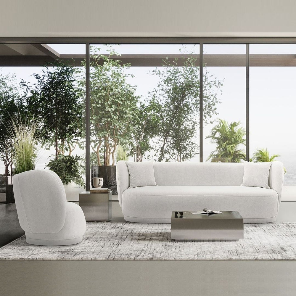 Manhattan Comfort Siri Modern Sofa and Accent Chair- Set of 2 Cream 2-SFAC5710-CR