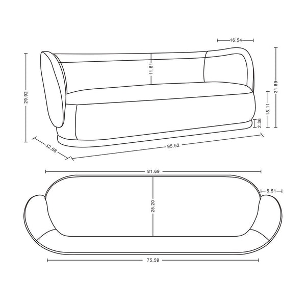 Manhattan Comfort Siri Modern Sofa and Accent Chair- Set of 2 Cream 2-SFAC5710-CR