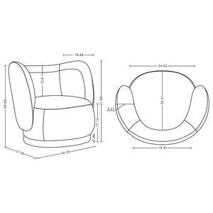 Manhattan Comfort Siri Modern Sofa and Accent Chair- Set of 2 Wheat 2-SFAC5710-WT