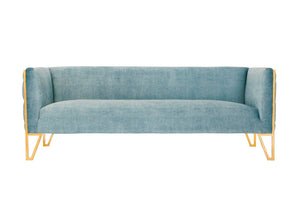 Manhattan Comfort Vector Mid-Century Modern 2 Piece - Sofa and Arm Chair Set Ocean Blue and Gold 2-SS548-OB