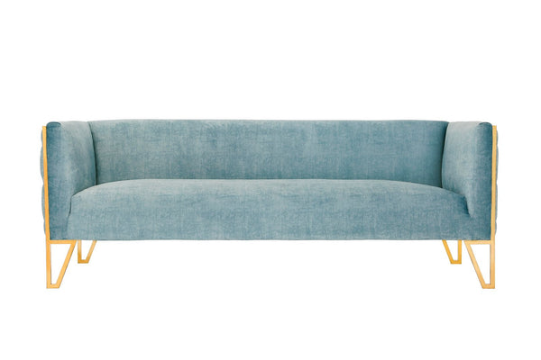 Manhattan Comfort Vector Mid-Century Modern 2 Piece - Sofa and Arm Chair Set Ocean Blue and Gold 2-SS548-OB