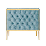 Manhattan Comfort Vector Mid-Century Modern 2 Piece - Sofa and Arm Chair Set Ocean Blue and Gold 2-SS548-OB
