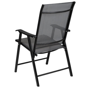 English Elm Paladin Outdoor Folding Patio Sling Chair Set - Durable, Lightweight, and Comfortable for All Events Gray 2-TLH-SC-044-B-GG