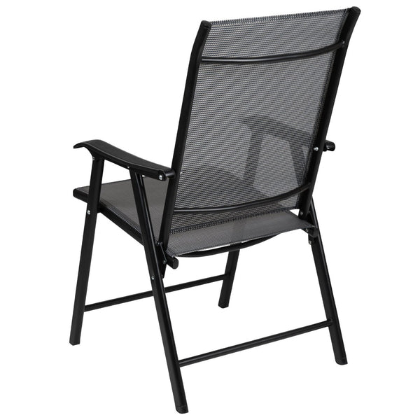 English Elm Paladin Outdoor Folding Patio Sling Chair Set - Durable, Lightweight, and Comfortable for All Events Gray 2-TLH-SC-044-B-GG
