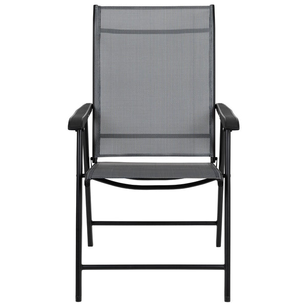 English Elm Paladin Outdoor Folding Patio Sling Chair Set - Durable, Lightweight, and Comfortable for All Events Gray 2-TLH-SC-044-B-GG