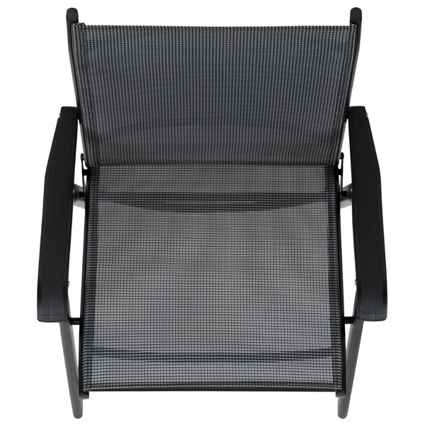 English Elm Paladin Outdoor Folding Patio Sling Chair Set - Durable, Lightweight, and Comfortable for All Events Gray 2-TLH-SC-044-B-GG