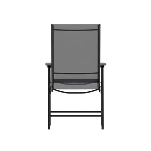 English Elm Paladin Outdoor Folding Patio Sling Chair Set - Durable, Lightweight, and Comfortable for All Events Black 2-TLH-SC-044-BKBK-GG