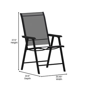 English Elm Paladin Outdoor Folding Patio Sling Chair Set - Durable, Lightweight, and Comfortable for All Events Black 2-TLH-SC-044-BKBK-GG