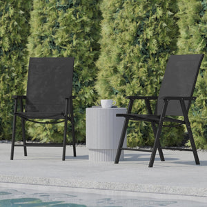 English Elm Paladin Outdoor Folding Patio Sling Chair Set - Durable, Lightweight, and Comfortable for All Events Black 2-TLH-SC-044-BKBK-GG