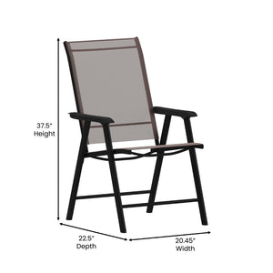 English Elm Paladin Outdoor Folding Patio Sling Chair Set - Durable, Lightweight, and Comfortable for All Events Brown 2-TLH-SC-044-BR-GG