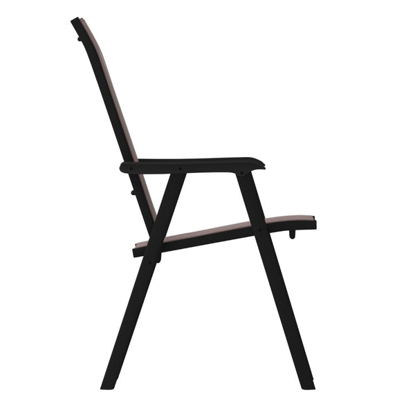 English Elm Paladin Outdoor Folding Patio Sling Chair Set - Durable, Lightweight, and Comfortable for All Events Brown 2-TLH-SC-044-BR-GG