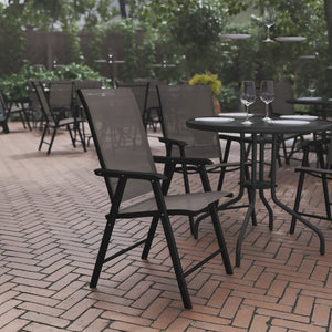 English Elm Paladin Outdoor Folding Patio Sling Chair Set - Durable, Lightweight, and Comfortable for All Events Brown 2-TLH-SC-044-BR-GG