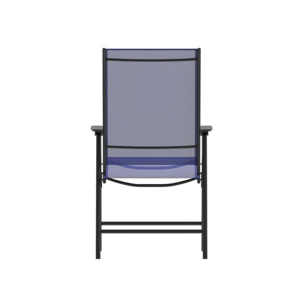 English Elm Paladin Outdoor Folding Patio Sling Chair Set - Durable, Lightweight, and Comfortable for All Events Navy 2-TLH-SC-044-NV-GG