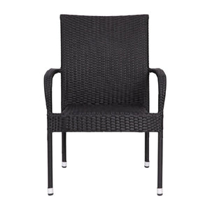 English Elm Maxim Set of 2 Stylish Stackable Wicker Dining Chairs with Arms - Weather-Resistant & Durable Design Black 2-TW-3WBE073-BK-GG