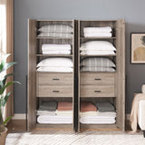 Lee Wardrobe Closet 1.0 in Rustic Grey - Set of 2 2-WC001-GY Manhattan Comfort