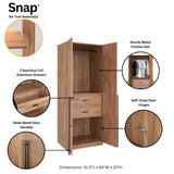 Lee 2-Piece Module Wardrobe 1.0 & 2.0 Closet in Golden Brown 2-WC0012-GB Manhattan Comfort