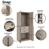 Lee 2-Piece Module Wardrobe 1.0 & 2.0 Closet in Rustic Grey 2-WC0012-GY Manhattan Comfort