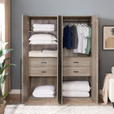 Lee 2-Piece Module Wardrobe 1.0 & 2.0 Closet in Rustic Grey 2-WC0012-GY Manhattan Comfort