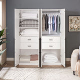 Lee 2-Piece Module Wardrobe 1.0 & 2.0 Closet in White 2-WC0012-WH Manhattan Comfort