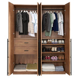 Lee 2-Piece Module Wardrobe 1.0 & 3.0 Closet in Golden Brown 2-WC0013-GB Manhattan Comfort