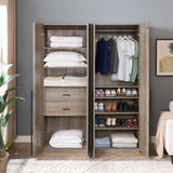 Lee 2-Piece Module Wardrobe 1.0 & 3.0 Closet in Rustic Grey 2-WC0013-GY Manhattan Comfort