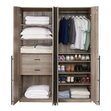 Lee 2-Piece Module Wardrobe 1.0 & 3.0 Closet in Rustic Grey 2-WC0013-GY Manhattan Comfort