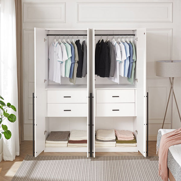 Lee Wardrobe Closet 2.0 in White - Set of 2 2-WC002-WH Manhattan Comfort