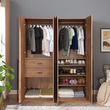 Lee 2-Piece Module Wardrobe 2.0 & 3.0 Closet in Golden Brown 2-WC0023-GB Manhattan Comfort