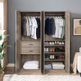 Lee 2-Piece Module Wardrobe 2.0 & 3.0 Closet in Rustic Grey 2-WC0023-GY Manhattan Comfort