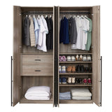 Lee 2-Piece Module Wardrobe 2.0 & 3.0 Closet in Rustic Grey 2-WC0023-GY Manhattan Comfort