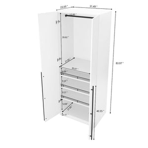 Lee 2-Piece Module Wardrobe 2.0 & 3.0 Closet in White 2-WC0023-WH Manhattan Comfort