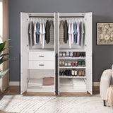 Lee 2-Piece Module Wardrobe 2.0 & 3.0 Closet in White 2-WC0023-WH Manhattan Comfort