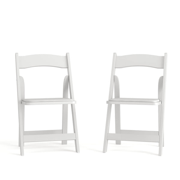 English Elm 2 Pack HERCULES Series Elegant Wood Folding Chairs with Detachable Vinyl Seats for Events & Home White 2-XF-2901-WH-WOOD-GG