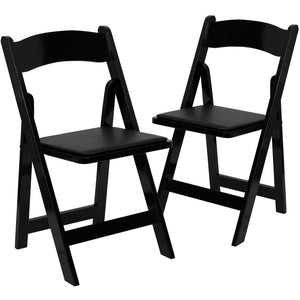 English Elm 2 Pack HERCULES Series Elegant Wood Folding Chairs with Detachable Vinyl Seats for Events & Home Black 2-XF-2902-BK-WOOD-GG