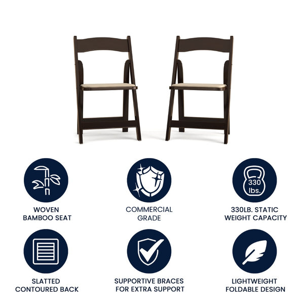 English Elm 2 Pack HERCULES Series Elegant Wood Folding Chairs with Detachable Vinyl Seats for Events & Home Fruitwood 2-XF-2903-FRUIT-WOOD-GG