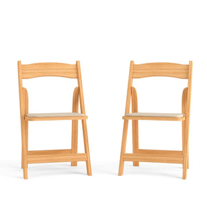 English Elm 2 Pack HERCULES Series Elegant Wood Folding Chairs with Detachable Vinyl Seats for Events & Home Natural 2-XF-2903-NAT-WOOD-GG