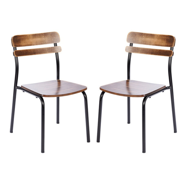 English Elm 2 Pack Cyprus Commercial-Grade Solid Wood Dining Chairs with Modern Black Metal Frames for Style Antique Copper 2-XU-CH10443-ANTCPR-GG