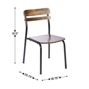 English Elm 2 Pack Cyprus Commercial-Grade Solid Wood Dining Chairs with Modern Black Metal Frames for Style Antique Copper 2-XU-CH10443-ANTCPR-GG