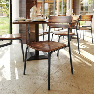 English Elm 2 Pack Cyprus Commercial-Grade Solid Wood Dining Chairs with Modern Black Metal Frames for Style Antique Copper 2-XU-CH10443-ANTCPR-GG